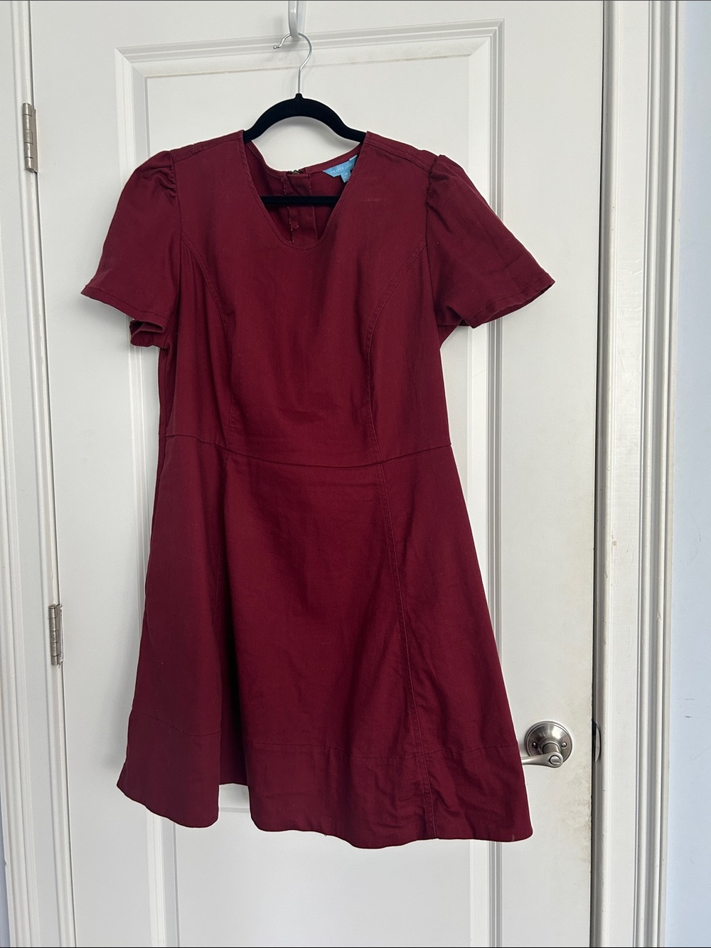 Draper James Short-Sleeve Fit-and-Flare Dress in Wine
